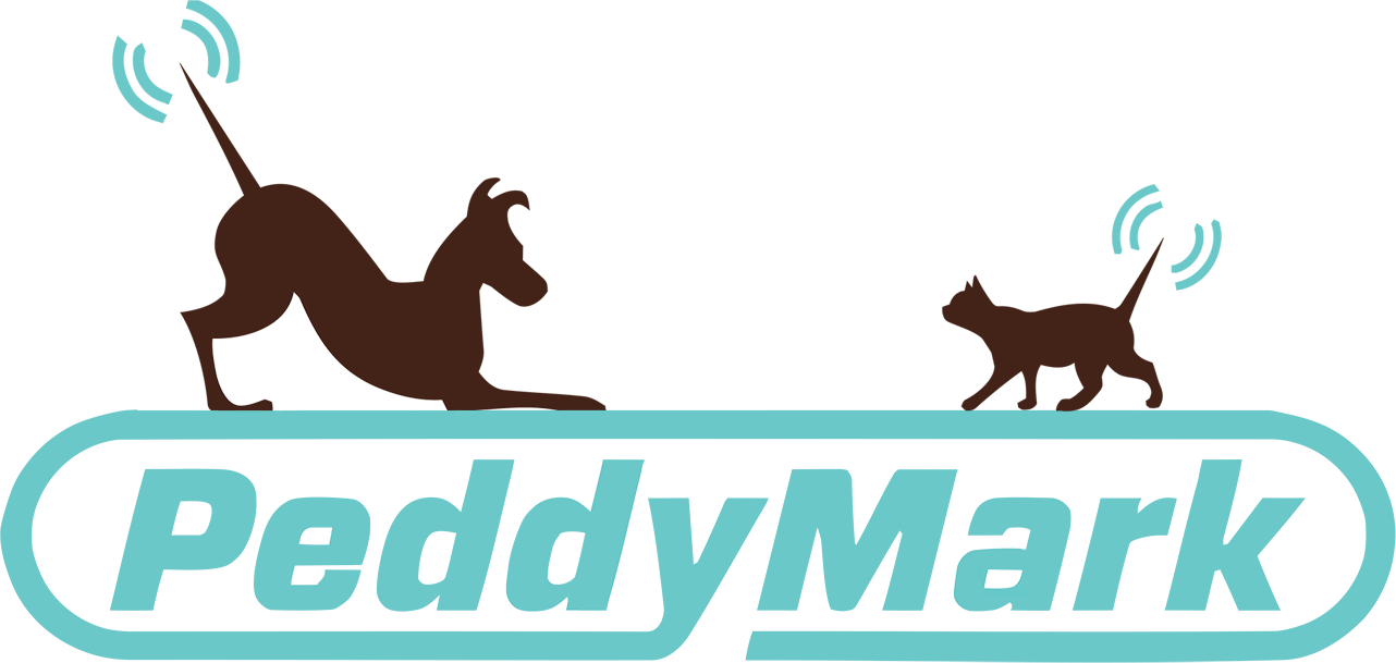 peddymark logo with a cat and dog above them